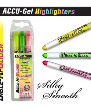 Gel Bible Highlighter, 3 Piece Set, Yellow, Green, Pink
